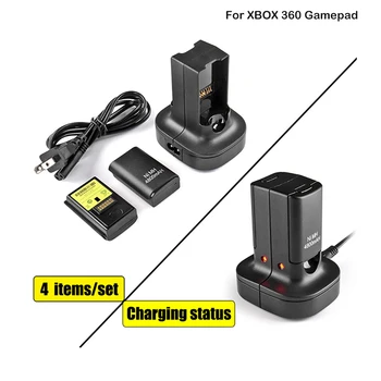 

For Xbox 360 Controller Gamepad 4800Mah Rechargeable Battery With Dual Charger Dock Station LED Charging Light EU&US plug