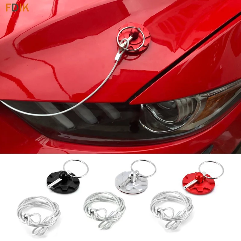

Aluminum alloy Metal Engine Hood Latch Lock Pins Catches Mounting Hardware Kits for Ford Mustang 2015 2016 2017 2018 2019