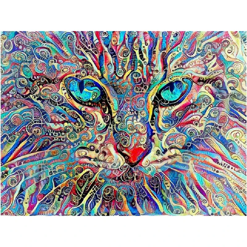 Peinture Diamant 5d Avec Tete De Chat Abstraite Broderie Bricolage Point De Croix Strass Colle Aliexpress