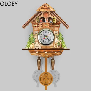 

Creative Cuckoo Wall Clock 3d Retro Wood Japenese European Living Room Clocks Wall Vintage Home Decor Kitchen Bird Watch Luxury