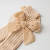0-5Y Baby Boys Girls Cotton Socks Newborn Toddlers Knee High Socks With Bows Warm Autumn Winter Girls Tights Leg Warmer 5