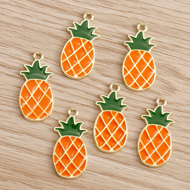 Set of 10 Colorful Fruit Enamel Charms for Handmade Jewelry Crafting