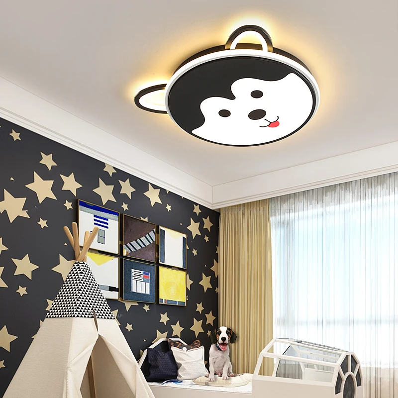 Современные светодиодные люстры черного цвета с изображением собаки из мультфильма, потолочные люстры для детской комнаты, для девочек и мальчиков, для спальни, плафон, светодиодная люстра, светильник, светильники