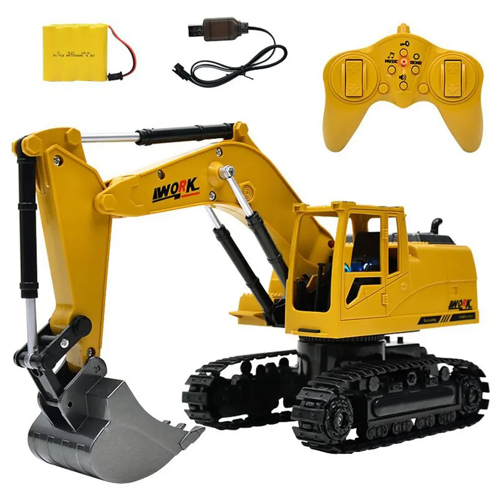

2.4g Eight-way Alloy Excavator 1:24 Wireless Remote Control Excavator Children Charging Remote Control Car Toy