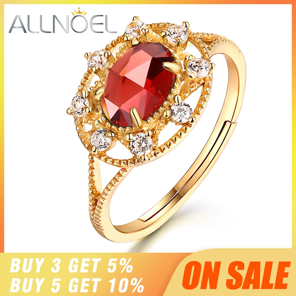 ALLNOEL, серебро, 925 пробы, Муассанит, гранат, драгоценный камень, кубический циркон, кристалл, обручальное кольцо для женщин, ювелирное изделие, подарок