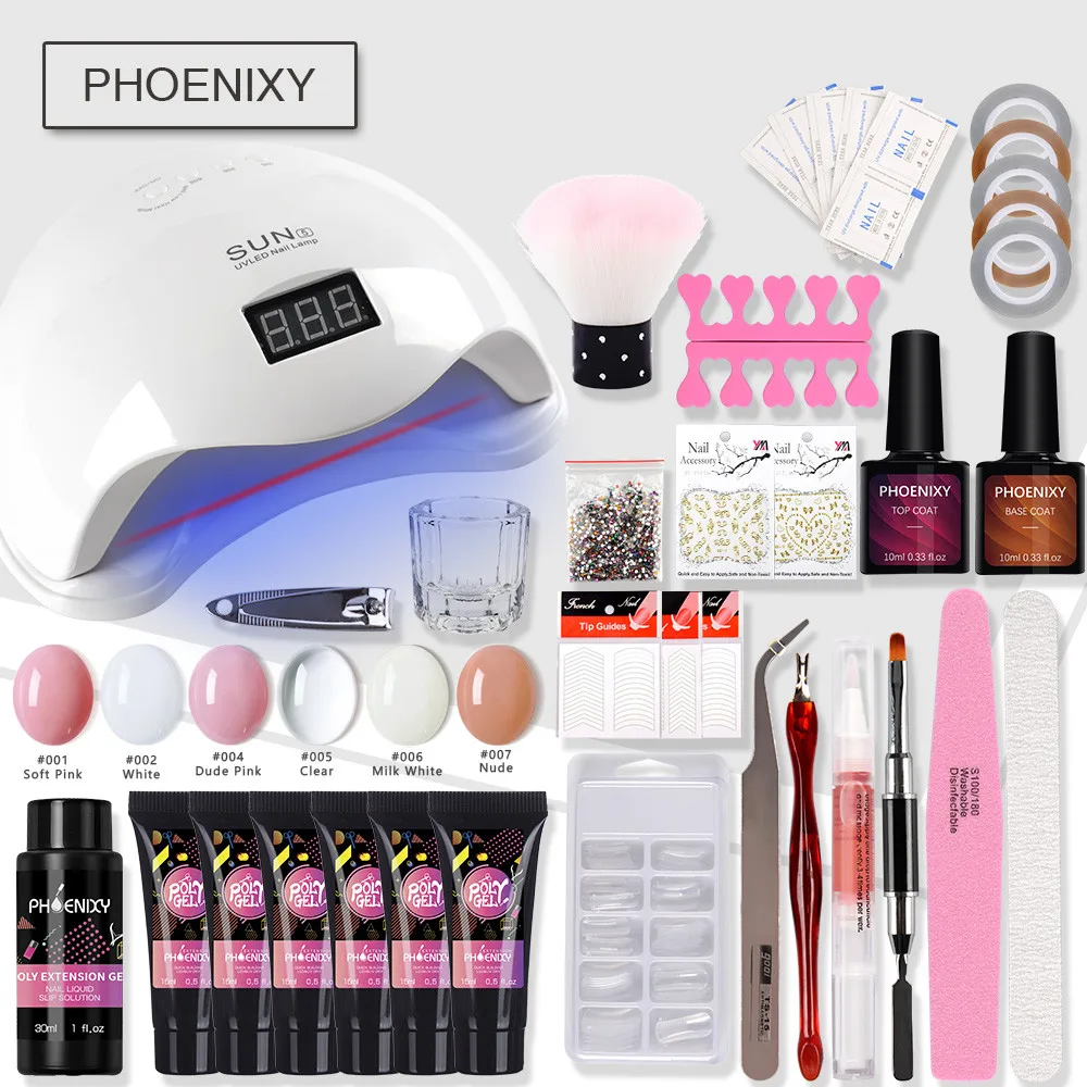 Günstig Nagel Set Polygel Nagel Kit 48W Nagel Lampe Fest Jelly Builder Gel Elektrische Maniküre Voll Nail art Werkzeug Verlängerung kit Maniküre Set