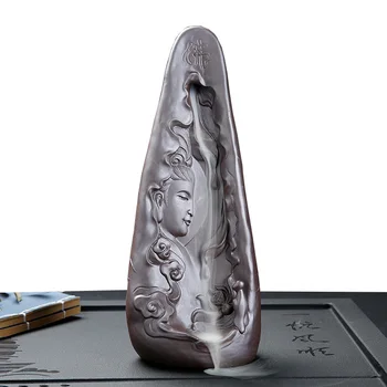 

The Religious Buddha Backflow Incense Burner Guanyin Ceramic Incense Holder for Incense Sticks Living Room Ornaments Home Decor