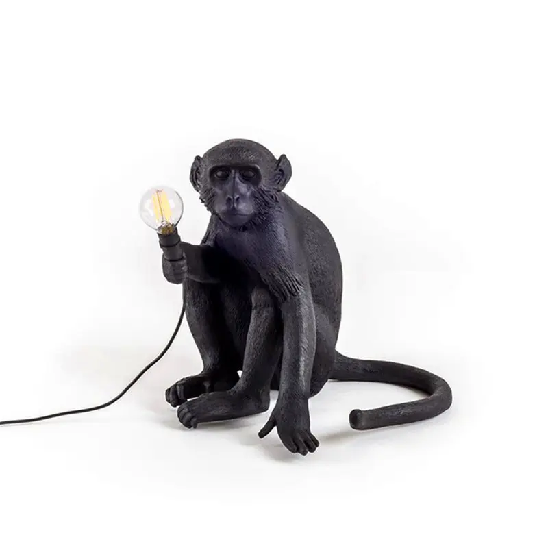 Современные Полимерные светодиодные подвесные лампы, скандинавские лампы с обезьяной, подвесные светильники для гостиной, спальни, ресторана, бара, Кухонные светильники, светильник - Цвет корпуса: Black Table lamp