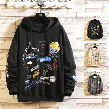

2020 AUTUMN Spring Fashion High Quality Sweatshirt Men'S Black White Hip Hop Long Sleeve Pullover Hoodies Sweatshirt Clothes