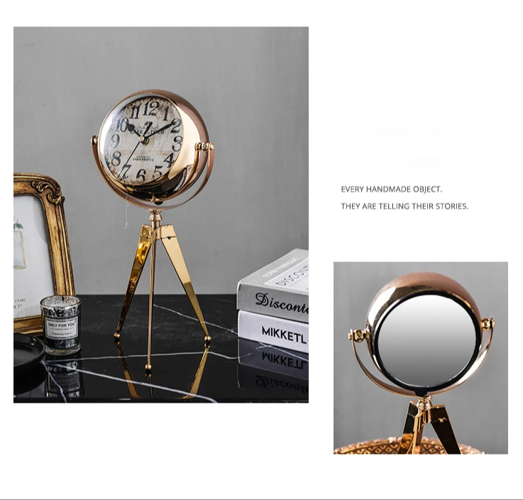 European Style Silent Retro Golden Desk Clock Living Room Decoration Creative Bedroom Light Luxury Metal Desk Clock Decoration Small 13.5 X 30 Cm 9 Undefined