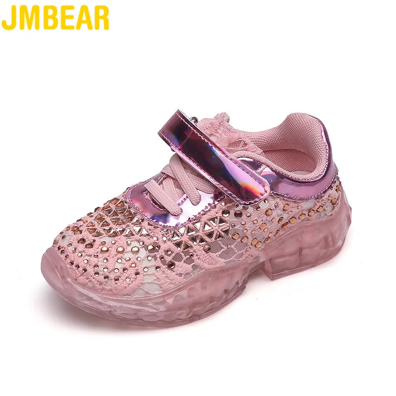 JMBEAR/детская обувь Летняя с кристаллами Новая дышащая мягкой подошвой модные