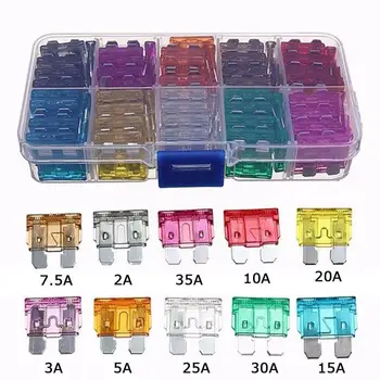 

100PCS 50PCS Car Fuses 2A 3A 5A 7.5A 10A 15A 20A 25A 30A 35A Amp with Box Clip Assortment Auto Blade Type Fuse Set Truck