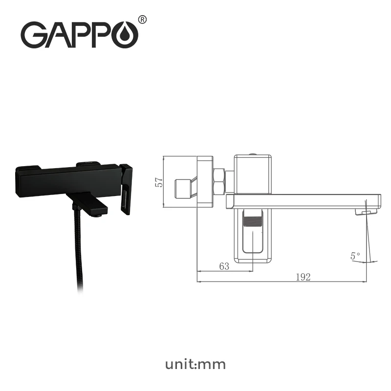 GAPPO bath rain shower black faucet Bathtub Faucet tap wall bathroom shower tap bath sink faucet water mixer system