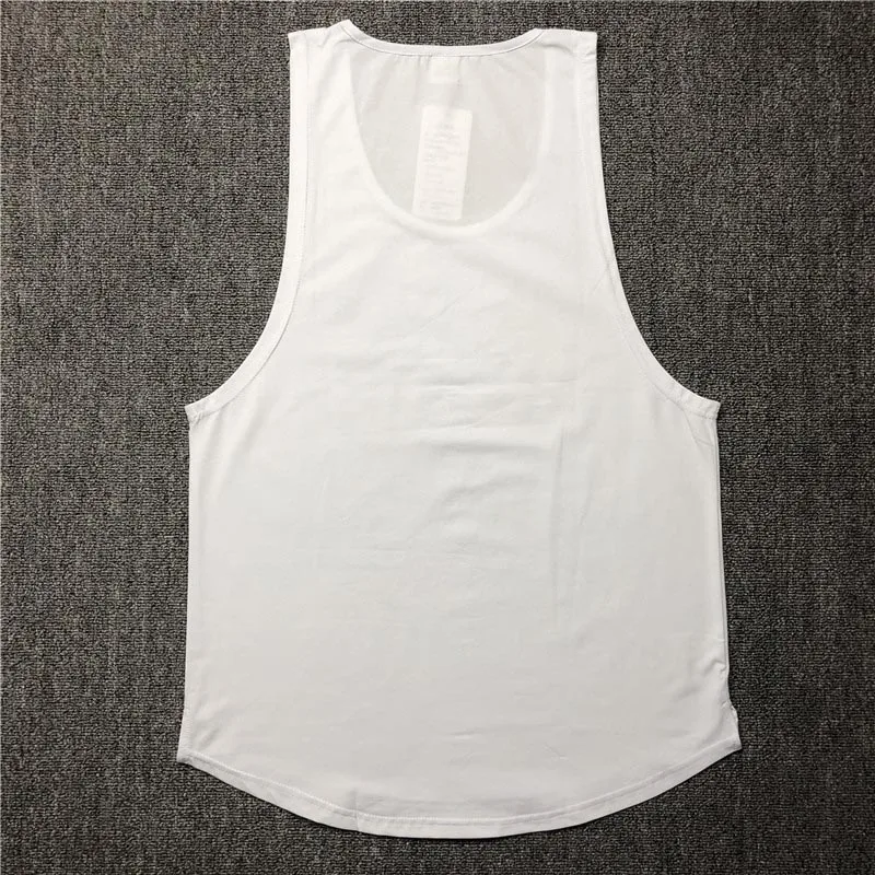 white No logo Лето мужская одежда брендовый мужской жилет jogger фитнес-Бодибилдинг жилет хлопок Удобная мужская спортивная одежда - Цвет: white No logo