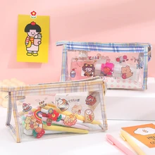 

Transparent Pencil Case Trousse Scolaire Pencilcase Piornik With Random Stickers Astuccio Scuola Estojo Escolar Pencil Pouch