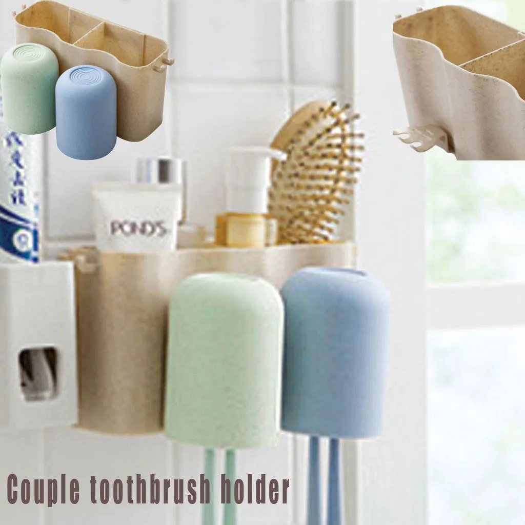 Держатель для зубных щеток с 3 полоскающими чашками на присосках, подставка для бритвы, зубная щетка, Диспенсер, аксессуары для ванной комнаты, набор E3