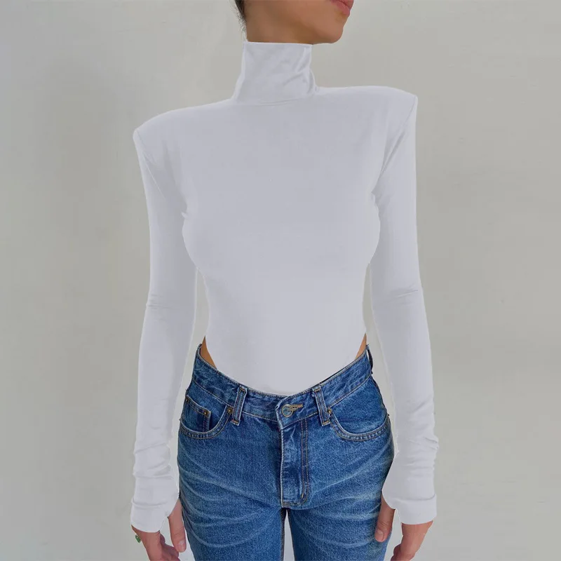 BKLD Women Clothing 2024 Autumn And Winter New Sexy Long Sleeve Top Turtleneck Backless Bodysuit Solid Color Party Club Outfits