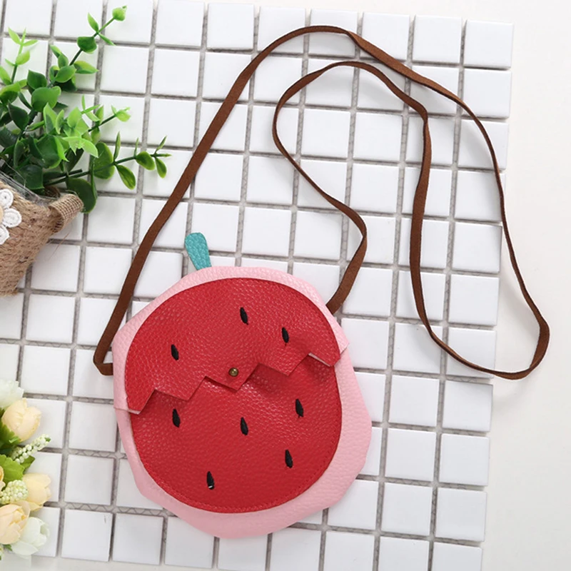 Cute Fruit Shape Mini Crossbody Bag For Girls Children Kids Sweet Coin Purse Strawberry Pineapple Shoulder Bag Handbag