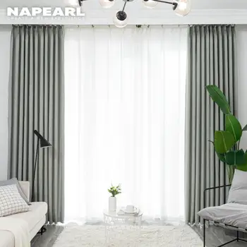 

NAPEARL 1 Piece High Quality Stitching Solid Thick Window Curtains Living Room Ready Made Shading Blackout Drapes Classic Panel