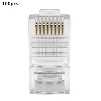 

100PCS Cat6 Cat6e RJ45 Ethernet Cables Module Plug Network Connector RJ-45 Crystal Heads Gold Plated Network Cable