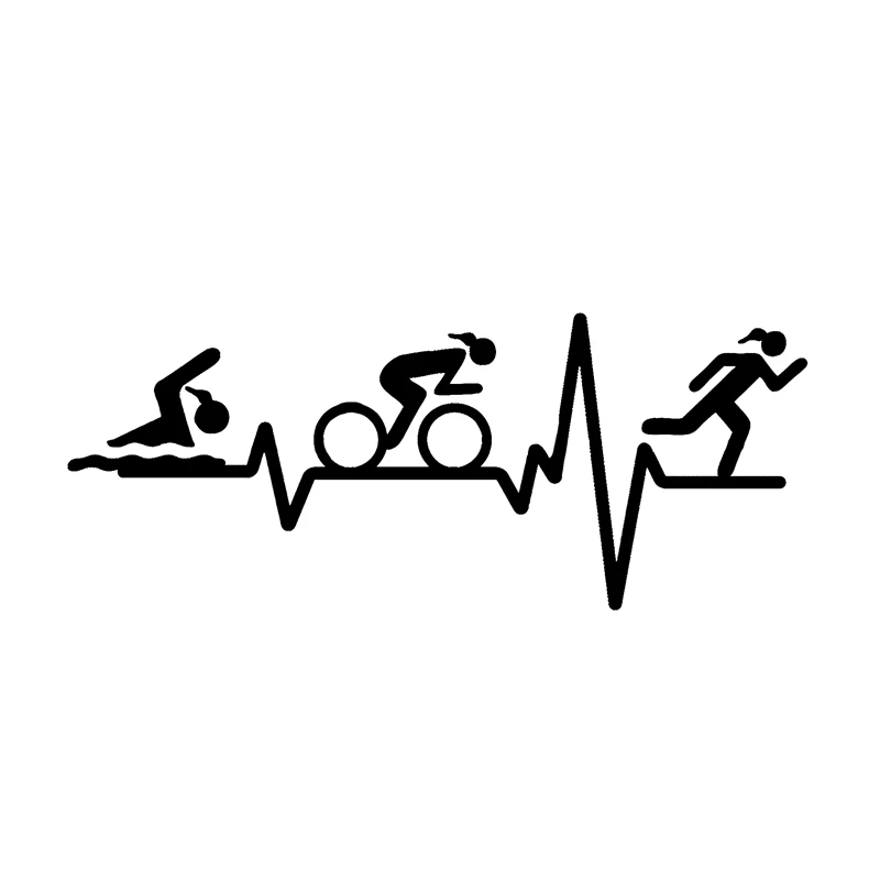 

14.7*5.9CM HEART BEAT LINE Triathlon Swim Girl Runner Bicycle Decor Car Sticker Accessories Vinyl for Audi A3 A4 b6 BMW F10 20