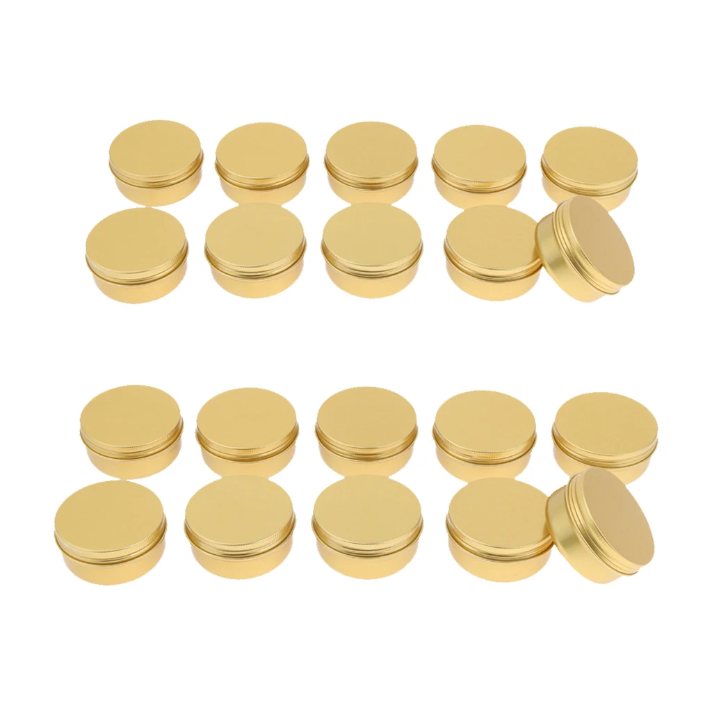 20 Pieces Aluminum Tins Cans - Round Storage Jars Screw Lids Metal Tins, Travel Tins Cosmetic Refillable Containers, 50g & 30g