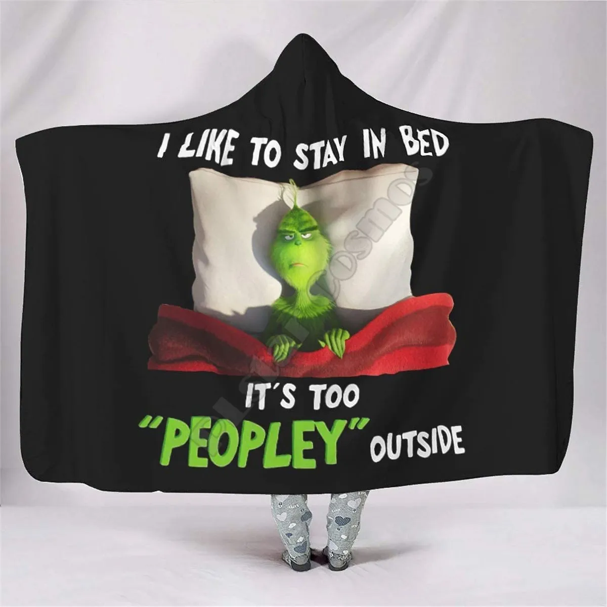 

i Like to Stay in Bed It's Too Peopley Outside Hooded Blanket 3D print Wearable Blanket Adults men women Polynesian