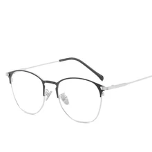 Ретро Мужские и женские плоские зеркальные металлические деловые классические модные очки Haragufeng оправа половина бровей студентов