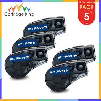 

5PK Vinyl Labels Tapes M21-750-595 BL White on Blue 0.75''x21' LabelMaker Compatible for BMP21-PLUS BMP21-LAB IDPAL Label Print