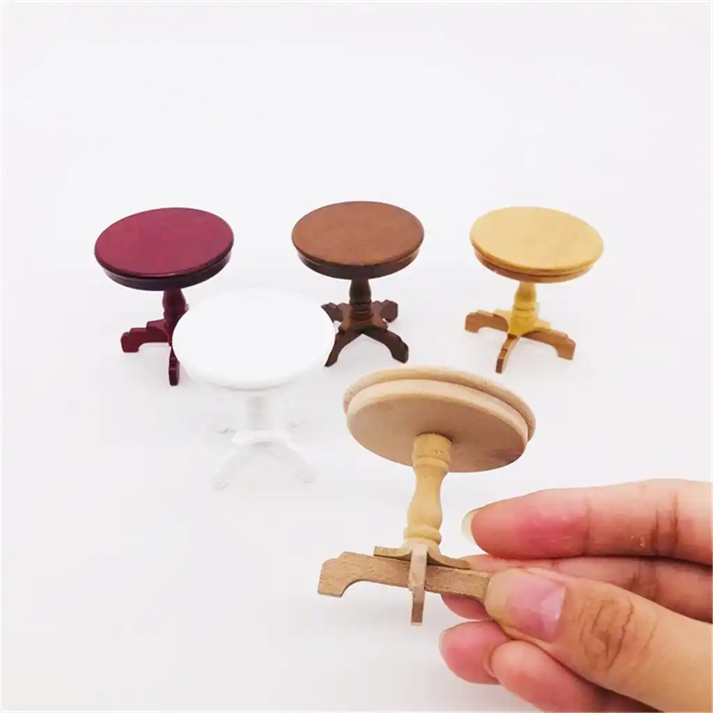1:12 dollhouse crianças jogar brinquedo boneca móveis em miniatura de madeira redonda mesa lateral crianças fingir jogar casa presente para brinquedo meninas 2019