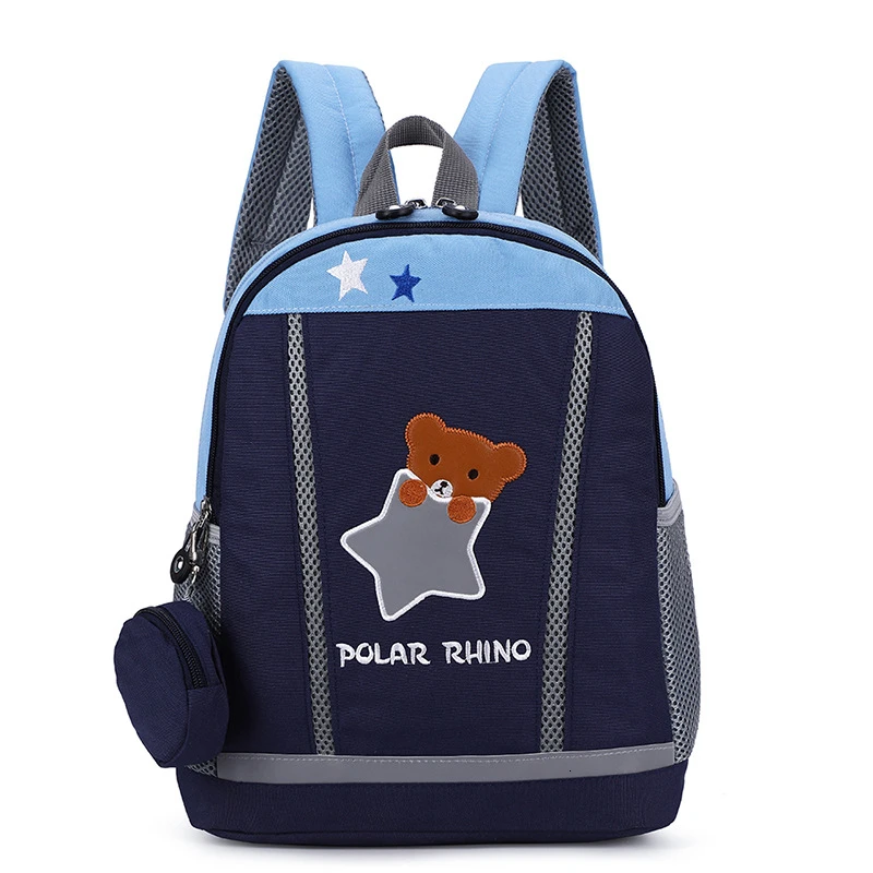 Детская сумка, милый мультяшный принт, детские сумки, рюкзак для детского сада и дошкольников для мальчиков и девочек, детские школьные сумки для детей 3-4-6 лет - Color: dark blue