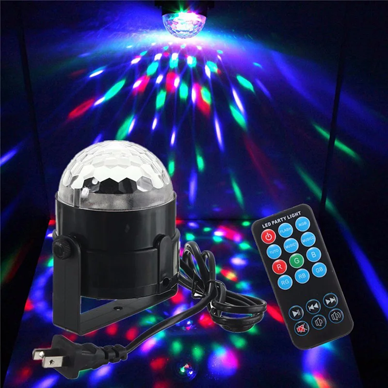 

RGB LED Stage Light Disco Ball Disco Light Crystal Magic Ball With Remote Control DJ Light Sound Control For Birthday Christmas