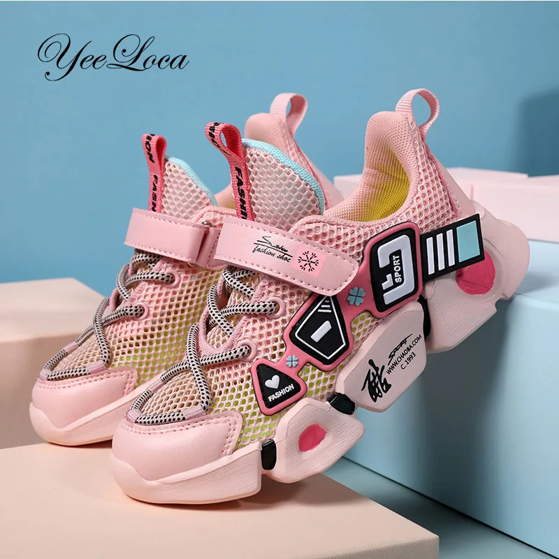

Sneaker Shoes for Girls Kids Breathable Mesh Light Weight Running Walking Casual Shoes Girls Light-up Dash Pink Sneaker