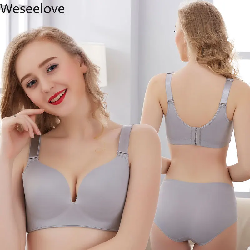 

Weseelove Large Size Women Bralette Bra Thin Style Push-up bras Large Bust Sexy Gorge Adjustable Full Cup Rimless Underwear M16