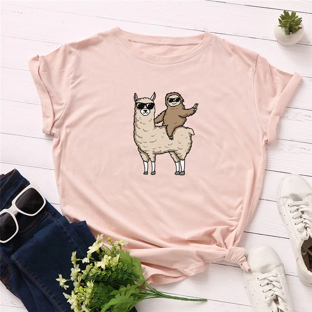 Прекрасный Альпака принт Женская футболка Dare To Be Yourself с коротким рукавом и