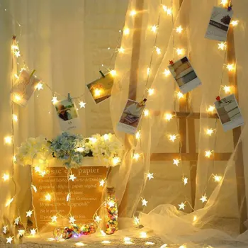 

10/20/40LED star lights string flashing garland battery powered christmas lights holiday party wedding decoration fairy lights