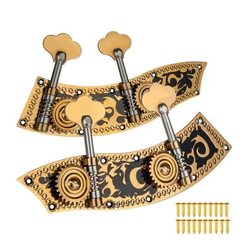 

Engraved Double Bass Dual Tuning Pegs Tuner Machine Heads 2 Left 2 Right for 4/4 3/4 Double Bass