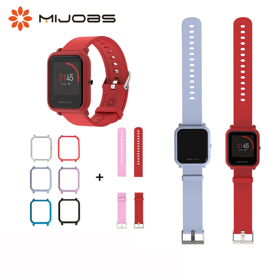 

20mm Sports Wrist Strap Protective Case Cover for Xiaomi Huami Amazfit Bip BIT Accessories Watch Silicone bracelet for Amazfit