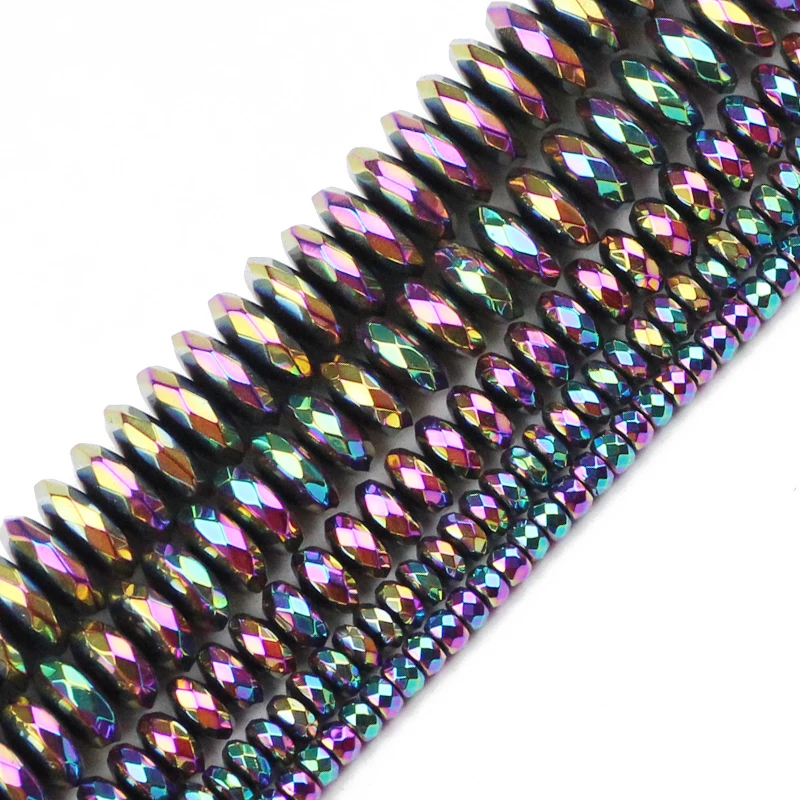 Faceted Flat Round Hematite Ball 3/4/6/8/10mm Natural Stone Ore Gold Colors Loose Beads For Jewelry Bracelets Making DIY natural stone beads