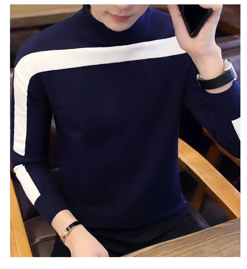 New Autumn Winter Casual Pullover Male Long Sleeve Slim Fit Turtleneck Knitted Brand Sweater Fashion Mens Warm Sweaters