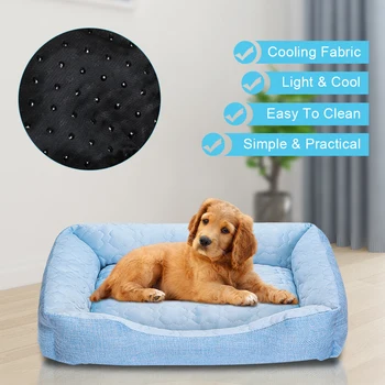 

Linen S/M/L Sleeping Bed Pet Cooling Nest Dog Cat Summer Cool Bed Cushion Pad Outdoor Home Puppy Seats