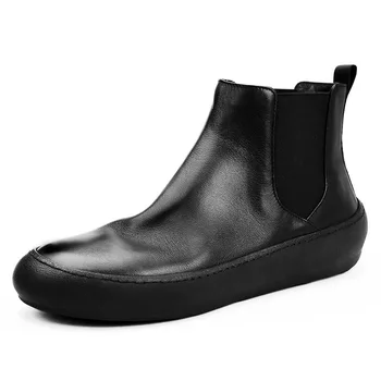 

Chelsea Boots Mens High Quality Genuine Leather Hight-Top All-match Short Boots autumn winter British retro men shoes cowhide