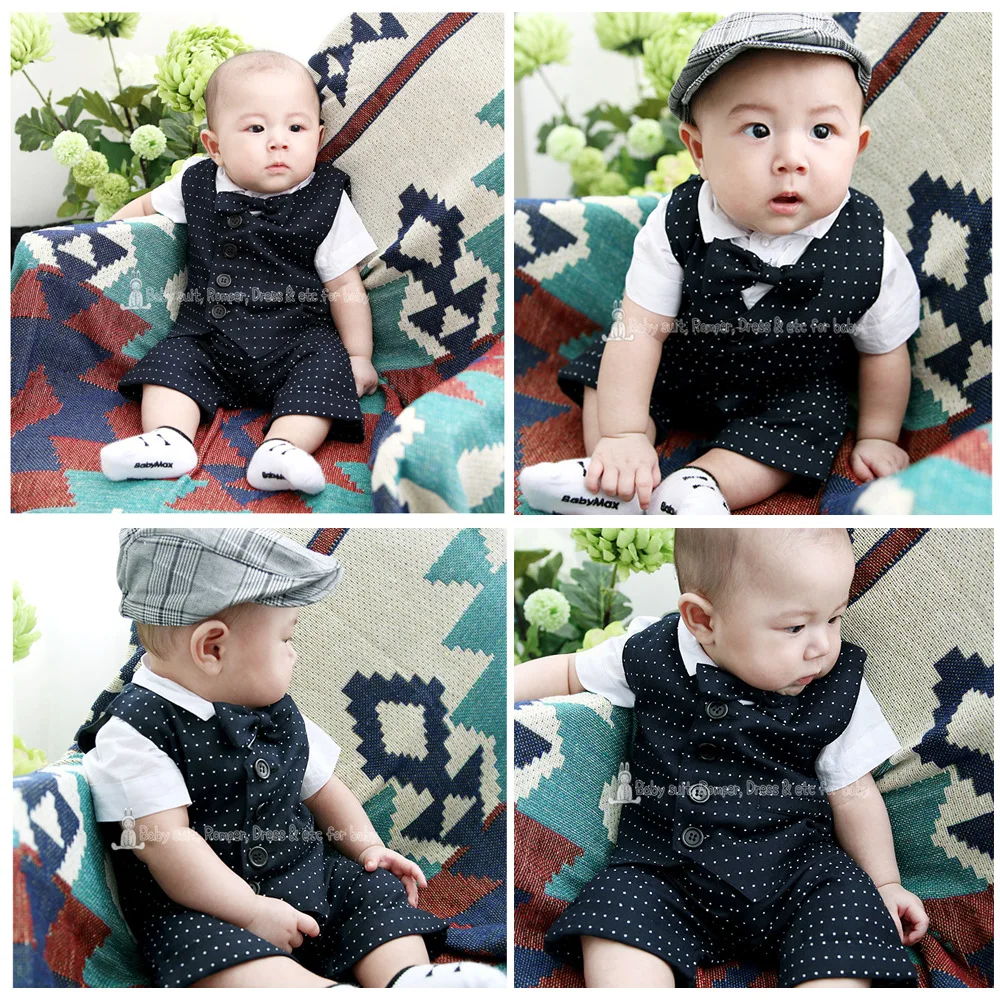 

2019 Export CHILDREN'S Short-sleeved Clothes Gentleman Set Male Baby Sunday BABY'S FIRST Month Short Sleeve Formal Dress Online