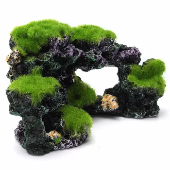 

RESIN FISH TANK CAVE MOSS BRIDGE DECOR AQUARIUM ROCKERY MOUNTAIN VIEW CORAL REEF ROCK LANDSCAPE UNDERWATER ORNAMENT