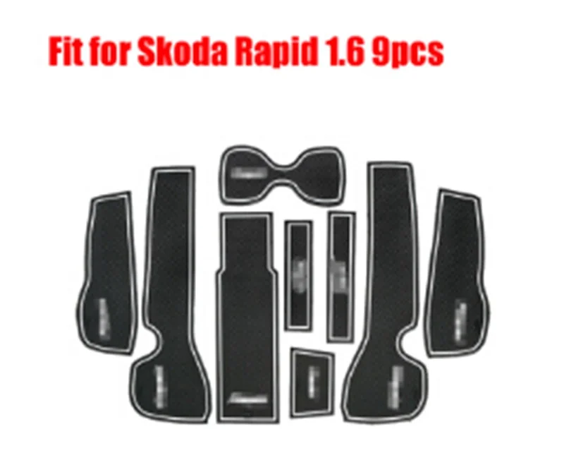 Для Skoda Rapid 2013, автомобильные Резиновые Нескользящие коврики, автомобильный слот-коврик для двери, силиконовая водная подставка, аксессуары для стайлинга автомобилей - Название цвета: Luminous White 9pcs