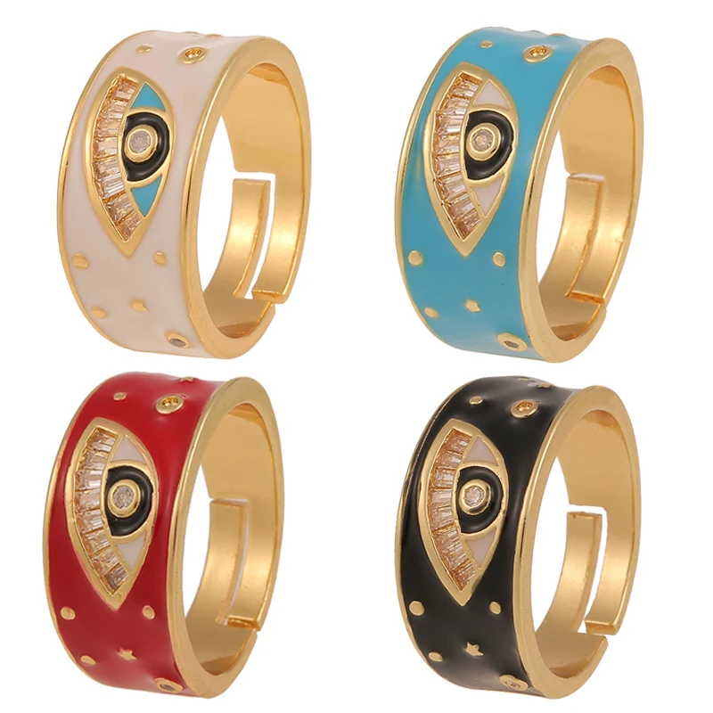 Y2k Lucky Eye Rings Personality Greek Colorful Enamel Open Knuckles