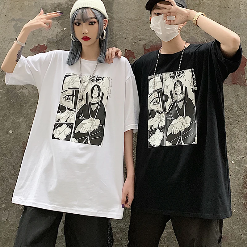 Harajuku Naruto Мужская футболка унисекс крутая японская аниме Uchiha Itachi печатная с