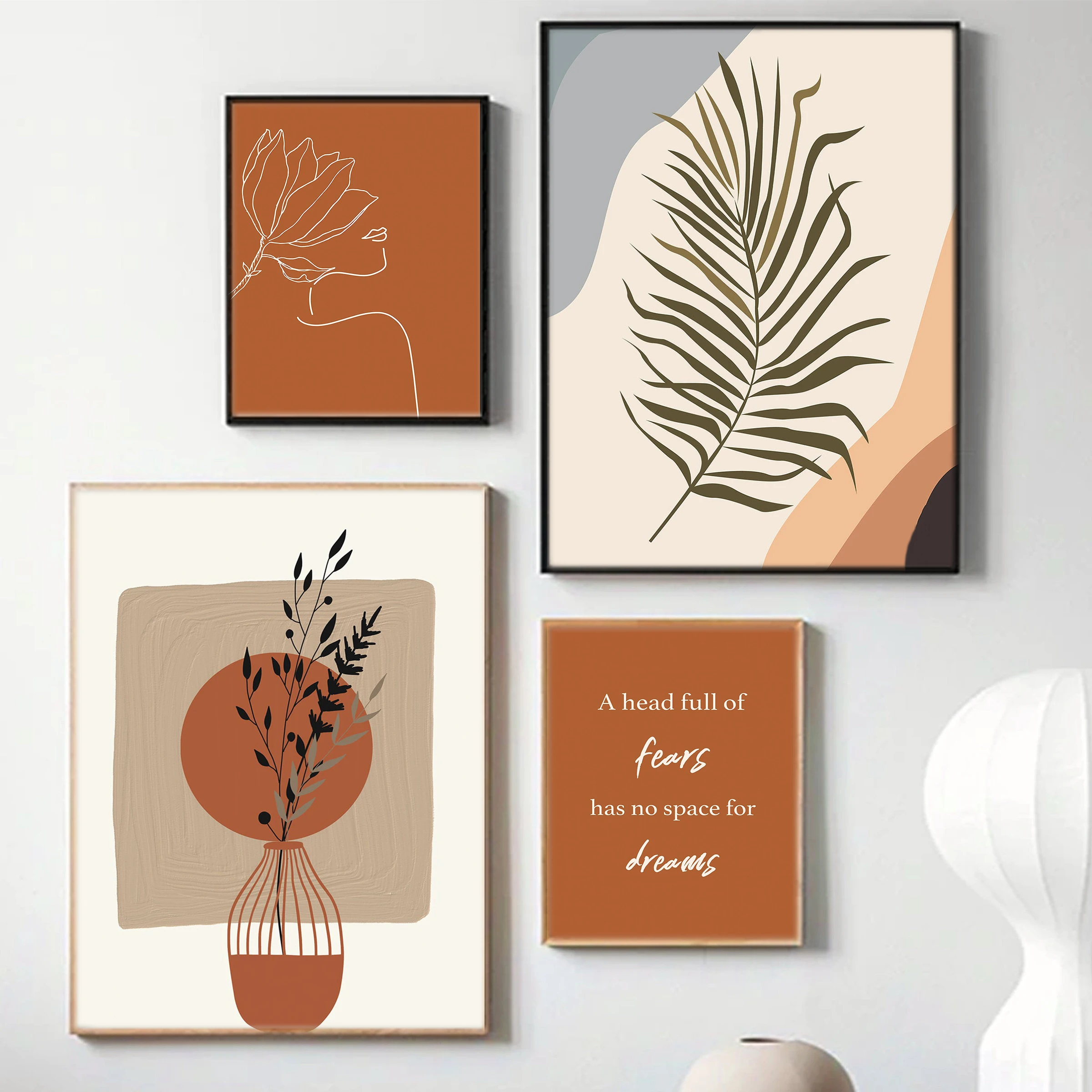Burnt Orange Print Set Geometric Wall art Set of 3 Abstract Watercolor Paintings Boho Home Decor Minimalist art Circle Terracotta Paintings