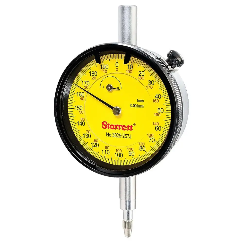 Starrett 3025257j Dial Indicator, 0.001mm Grads, 1.0mm Range, 8mm Stem