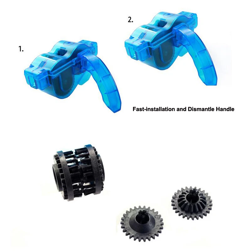Cheap Blue Portable Bicycle Chain Cleaner,Bike Clean Machine Brushes Scrubber Wash Tool, Mountain Cycling Cleaning Kit Outdoor Sports 3